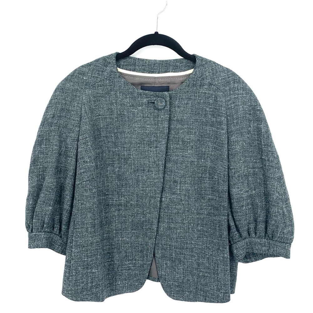 Banana Republic Women’s Gray Wool Hemp Blend Tweed Cropped Swing Jacket Size 14